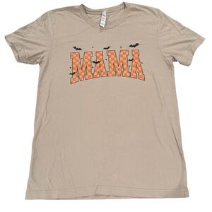 Bella Canvas Tan Women’s Shirt with Orange 'MAMA' Design